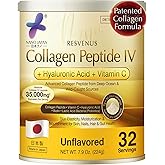 Nano Advanced Hyaluron & Marine Collagen Peptide IV Plus Powder – Japanese 6-in-1 Beauty Formula for Skin, Hair & Nails, Hydrolyzed Collagen with Hyaluronic Acid, Vitamin C, Unflavored, 32 Servings