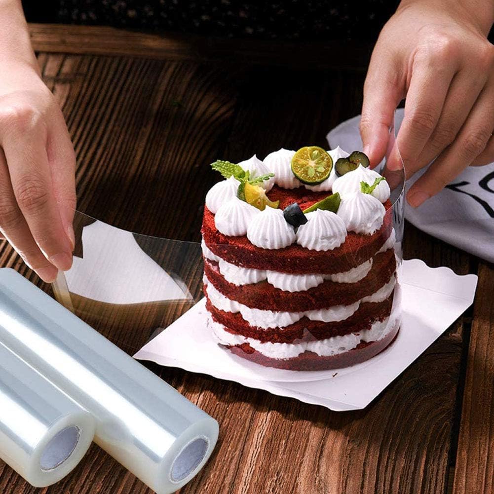 Skyglobal In 2pcs Rouleau Dacetate Transparent Pour Mousse Chocolat Decoration De Gateau Garde La Forme 10cm 10m Et 15cm 10m Trry Colliers A Gateau Patisserie Cuisine Et Maison