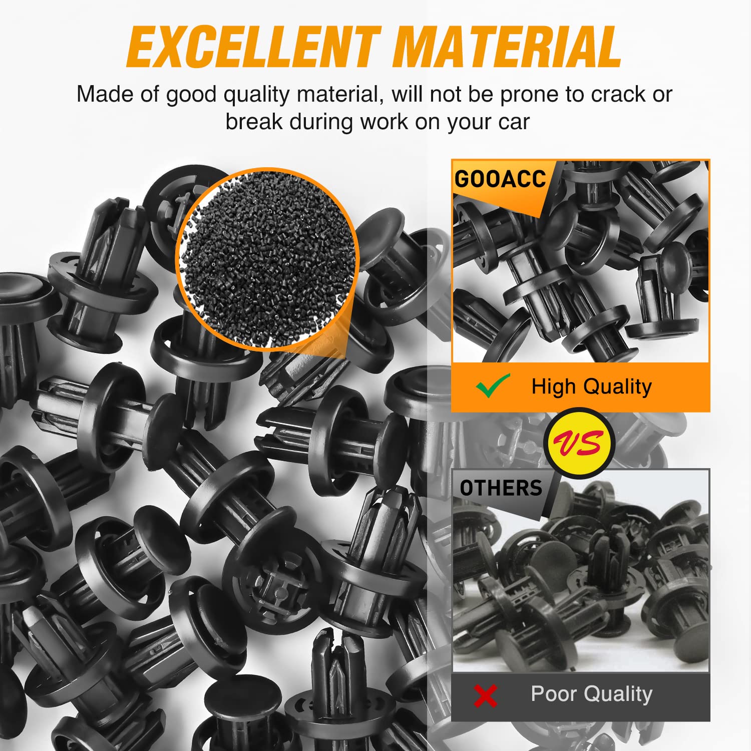 GOOACC 50Pcs Bumper and Wheel Well Liner Push-Type Retainer Fender Grille Under Cover Clips OEM:#91505-TM8-003 Compatible with Honda Acura