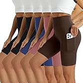 MaaGcc Women's High Waisted Biker Shorts 5 Pack - Tummy Control Yoga Workout Shorts with Pockets
