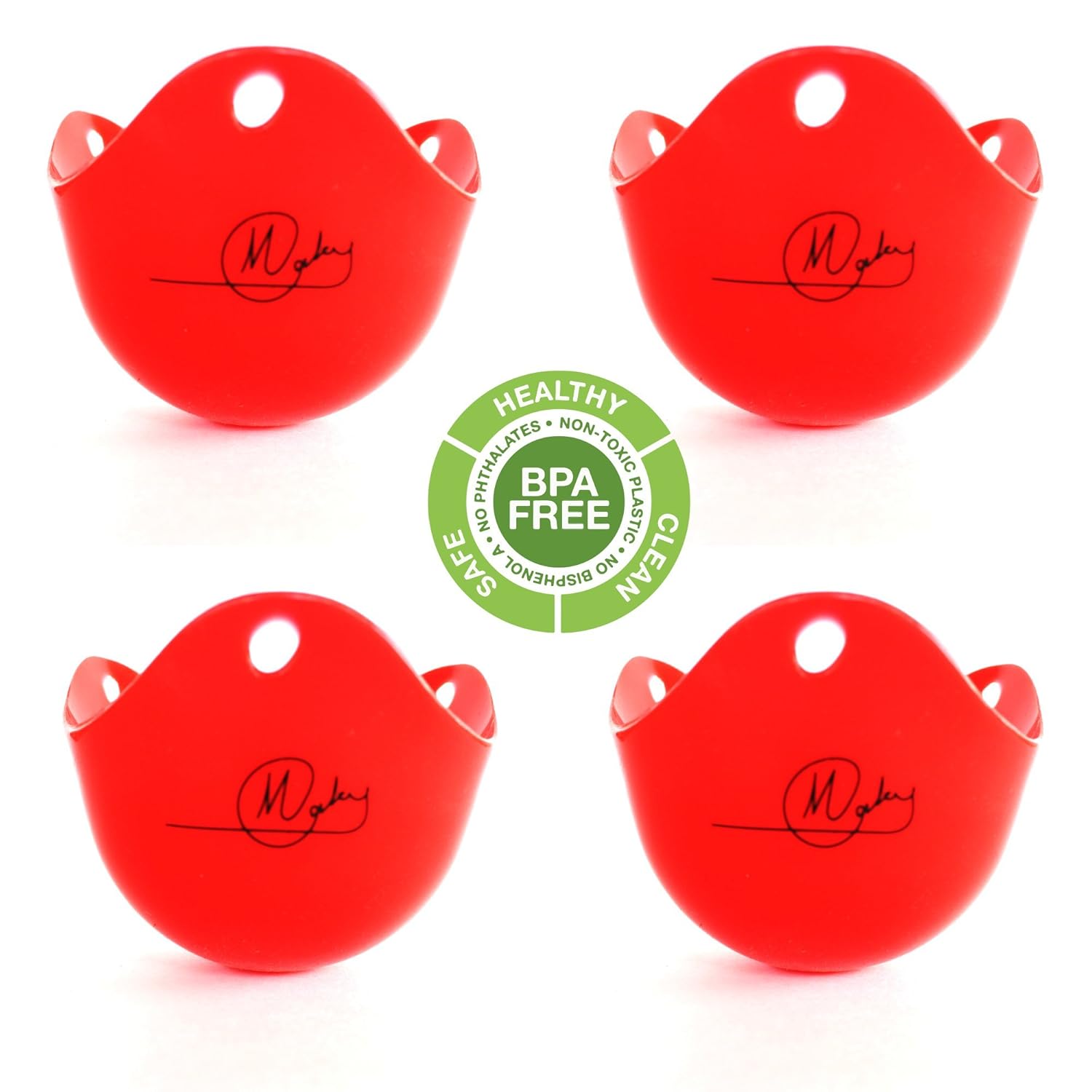 Recipiente para escalfar huevos (4 tazas), color rojo -bpa-free ...