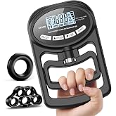 HICHOR Grip Strength Tester, Hand Grip Dynamometer with Trainer | Digital Strength Gauge 265 Lbs/120 Kgs for Testing at Sports, Home &amp; School, Including Exercisers for Hand &amp; Forearm Training
