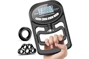 HICHOR Hand Grip Strength Tester Trainer - Electronic Hand Dynamometer Forearm Grip Strengthener Exerciser Digital Training Gauge 265 Lbs 120 Kgs for Sport Home School Use