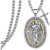 Zaruiqun Saint Sebastian Necklace 925 Sterling Silver Saint Sebastian Medal Catholic Patron Saint of Athletes Protection Jewelry Gifts for Men