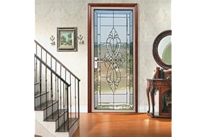 A.Monamour 3D Door Stickers for Interior Doors Stained Glass Front Door Vinyl Waterproof Self Adhesive Door Mural Decals for 