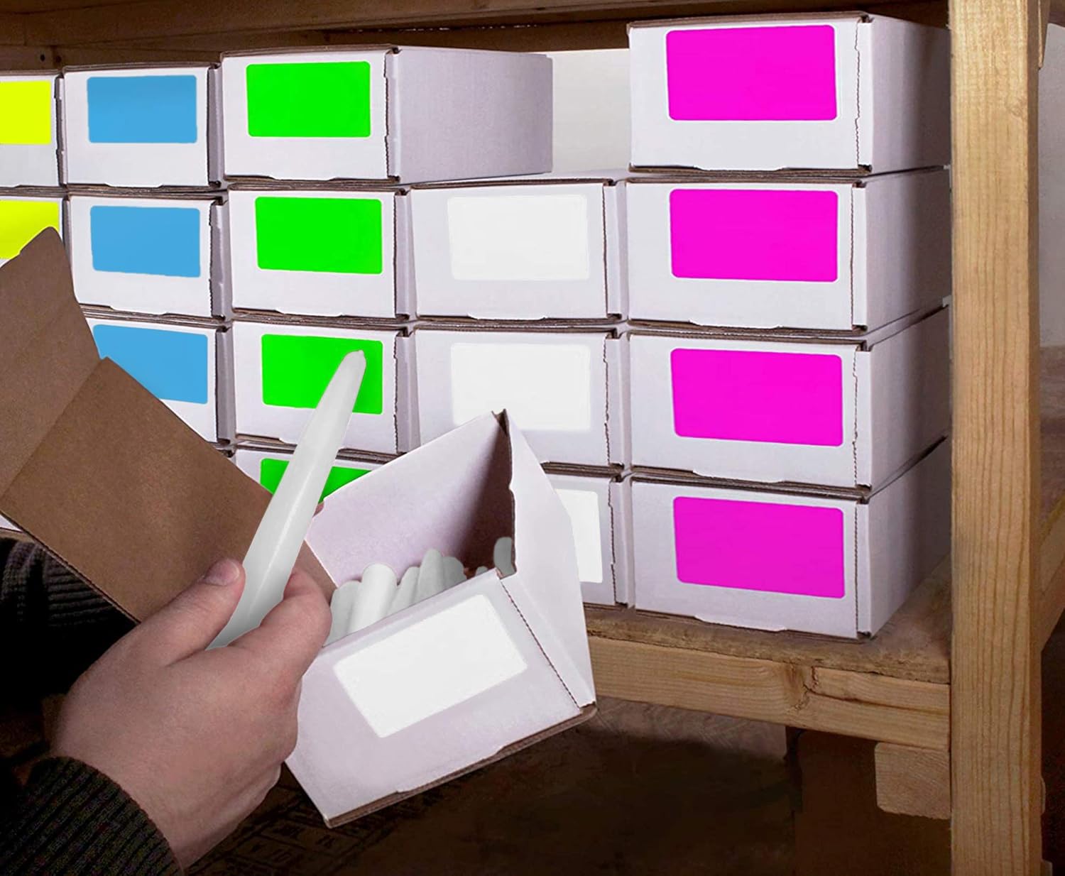 ChromaLabel 2 x 4 inch Permanent Color-Code Rectangle Labels, 250 per Roll, Fluorescent Green : Office Products