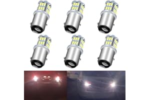 UNXMRFF 1157 2057 BAY15D LED Bulbs White Car Light Bulb Super Bright 4014 39-SMD 7528 2357 LED Bulb Replacement for Back Up Reverse Lights, Camper Trailer Car Tail Brake Lights, (Pack of 6)