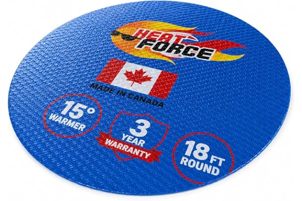Solar Pool Cover 18 ft Round, HEAT FORCE Heavy Duty Pool Solar Blanket, Solar Blanket for Pool, Heats Water Fast, Locks in He