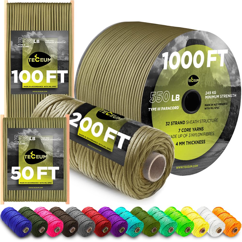 TECEUM Paracord Rope Type III 550 – Tactical MIL-SPEC – Outdoor para Cord