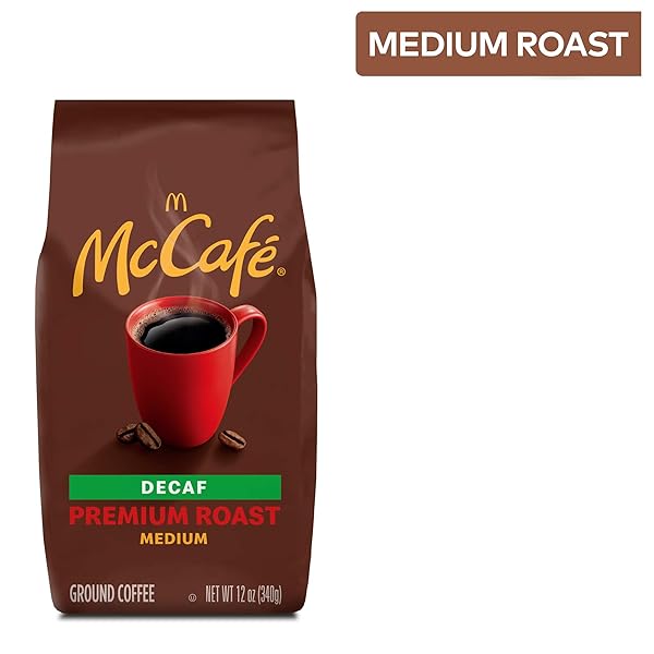MCCAFE PREMIUM ROAST DECAF, MEDIUM ROAST GROUND COFFEE, 12 OZ BAG