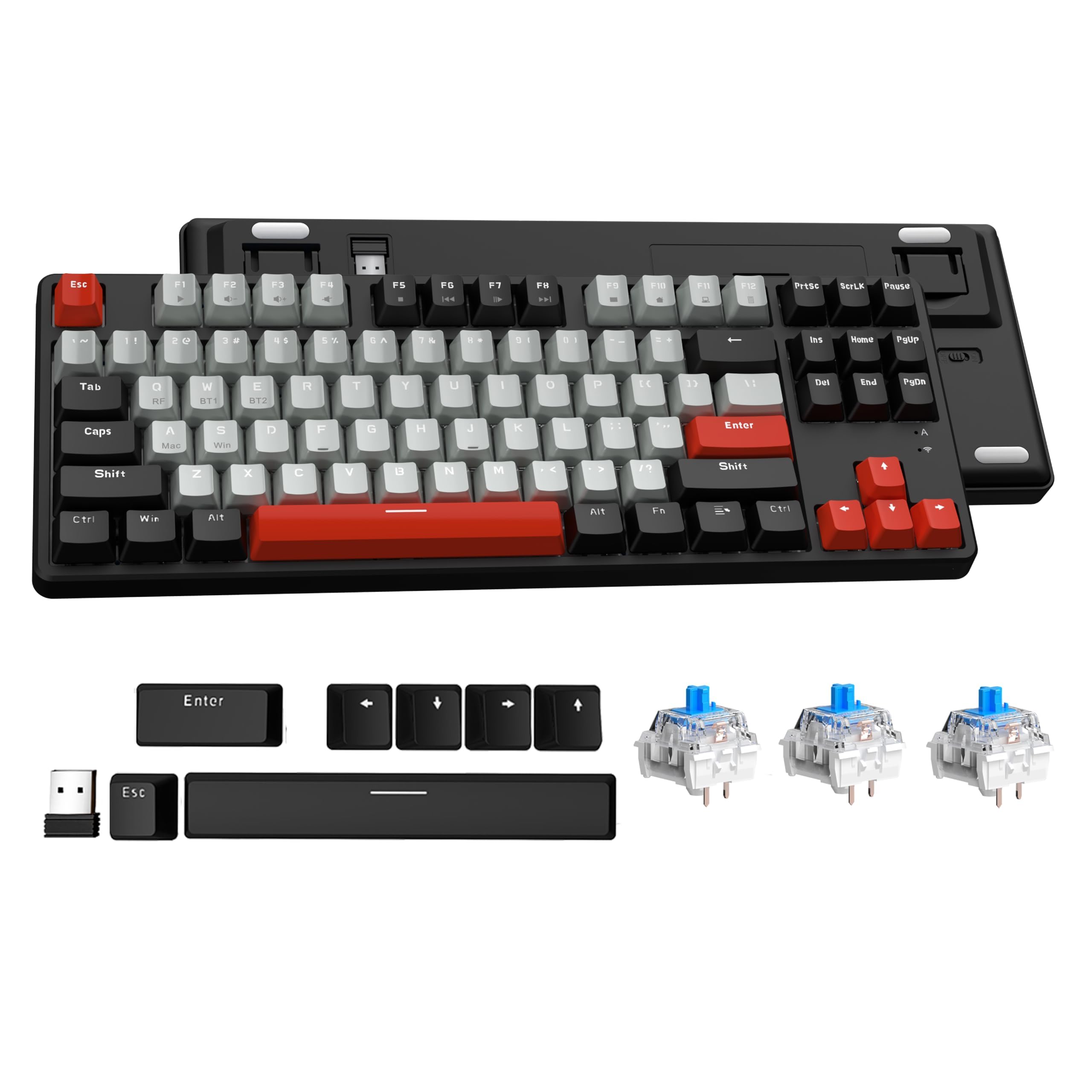 ATTACK SHARK AK871 TKL Hot Swappable Mechanical Keyboard,87Keys Compact Wireless Gaming Keyboard, Dual Mode Bluetooth/2.4G,ABS Keycaps,Magnetic Cover,for Mac/Windows/Android-Black (Blue Switch) — image 1