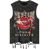 SOLY HUX Men's Summer Gothic Tank Top Graphic Print Distressed Sleeveless Shirts Vintage Hip-hop Vest
