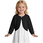Poroka Toddler Girl Cotton Cardigan Sweater with Long Sleeve Bow Tie Short Bolero Shrug Knit Top for Girls Spring Dress