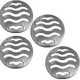 NGe 4Pcs Silver Tone 304 Stainless Steel Round Floor Drain Cover Drain Protection Cover 2.5 Inch 5 Holes