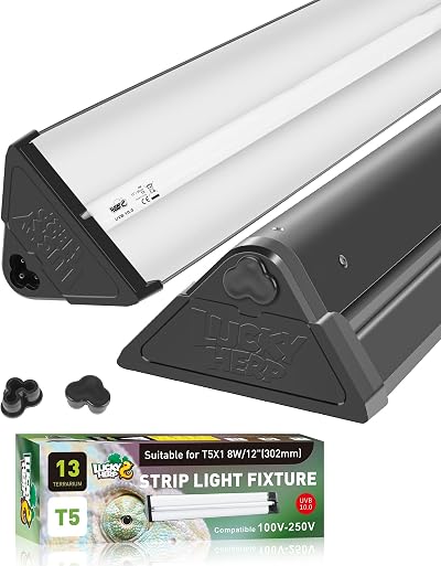 LUCKY HERP T5 Reptile Light Fixture Kit 8W UVA UVB 10.0 90-250V