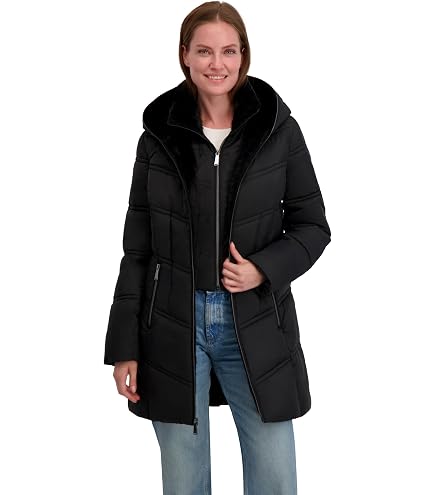 Amazon.com: Laundry by Shelli Segal Womens Faux-Fur Trim Hooded