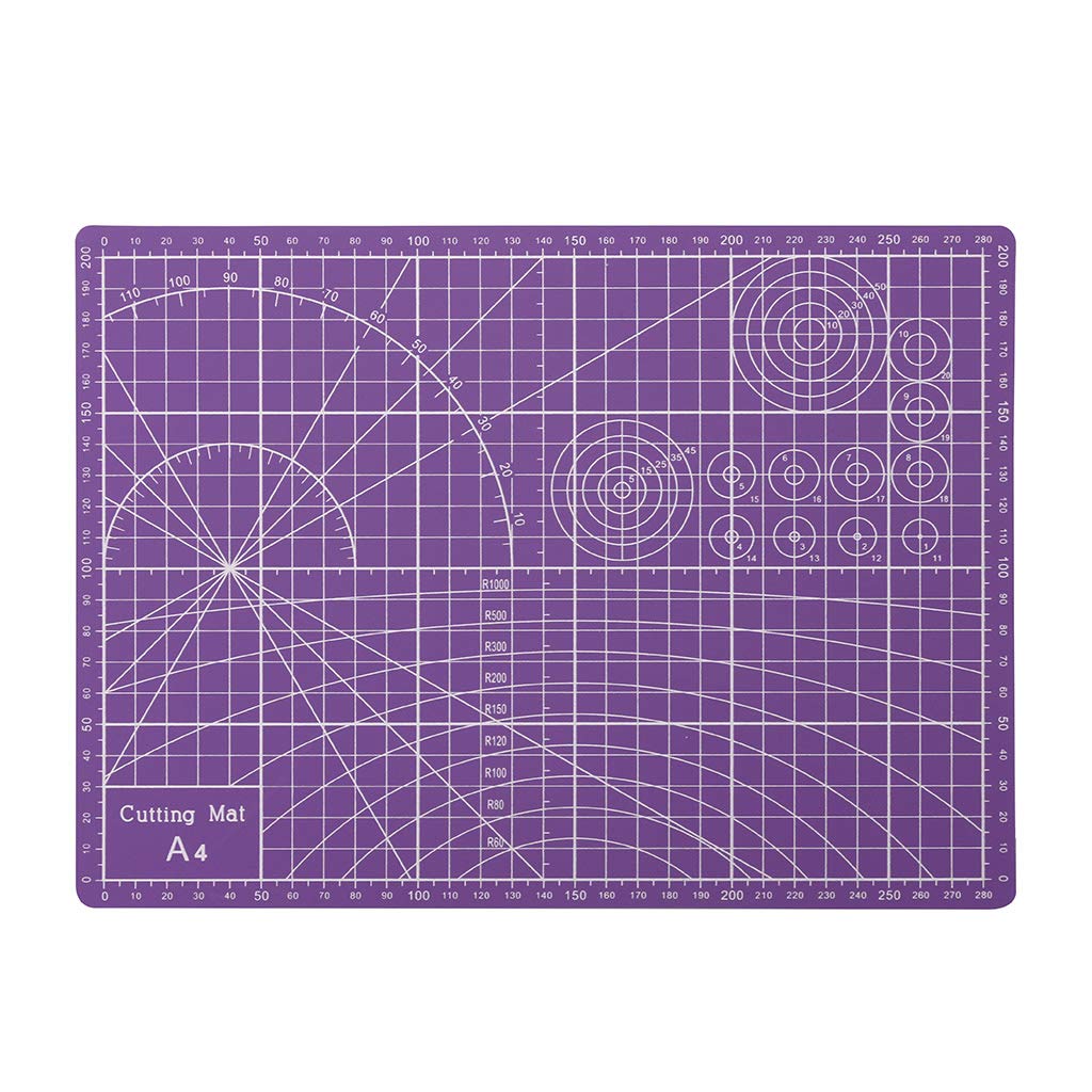 Cutting Mat A4, Self Healing Cutting Mat for Sewing, Writing, Craft Paper Carving, Double Sided Craft Mat12X 9 Inches(Purple)