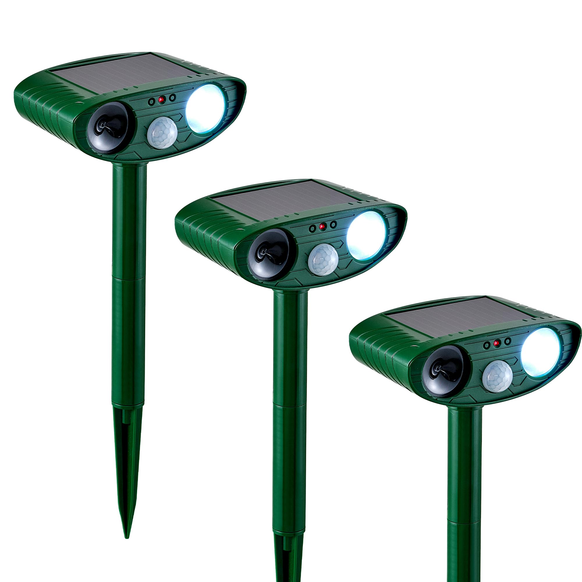 Photo 1 of 2 Pack Outdoor Solar Animal Repeller - Ultrasonic & Strobe Light, Deterrent for Cats, Dogs, Raccoons, Rabbits, Skunks, Foxes & More