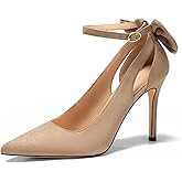 GotSoft Women's Pointed Toe High Heels Ankle Strap Bow Tie Pumps Wedding Party Dress Shoes