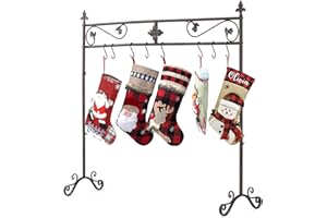 TICKCACY 40" Christmas Stocking Holder Stand for Floor, Metal Floor Christmas Sock Stand with 8 Hooks, Heavy Duty Free Standing Stocking Hanger Rack for Christmas Indoor Living Room Decor