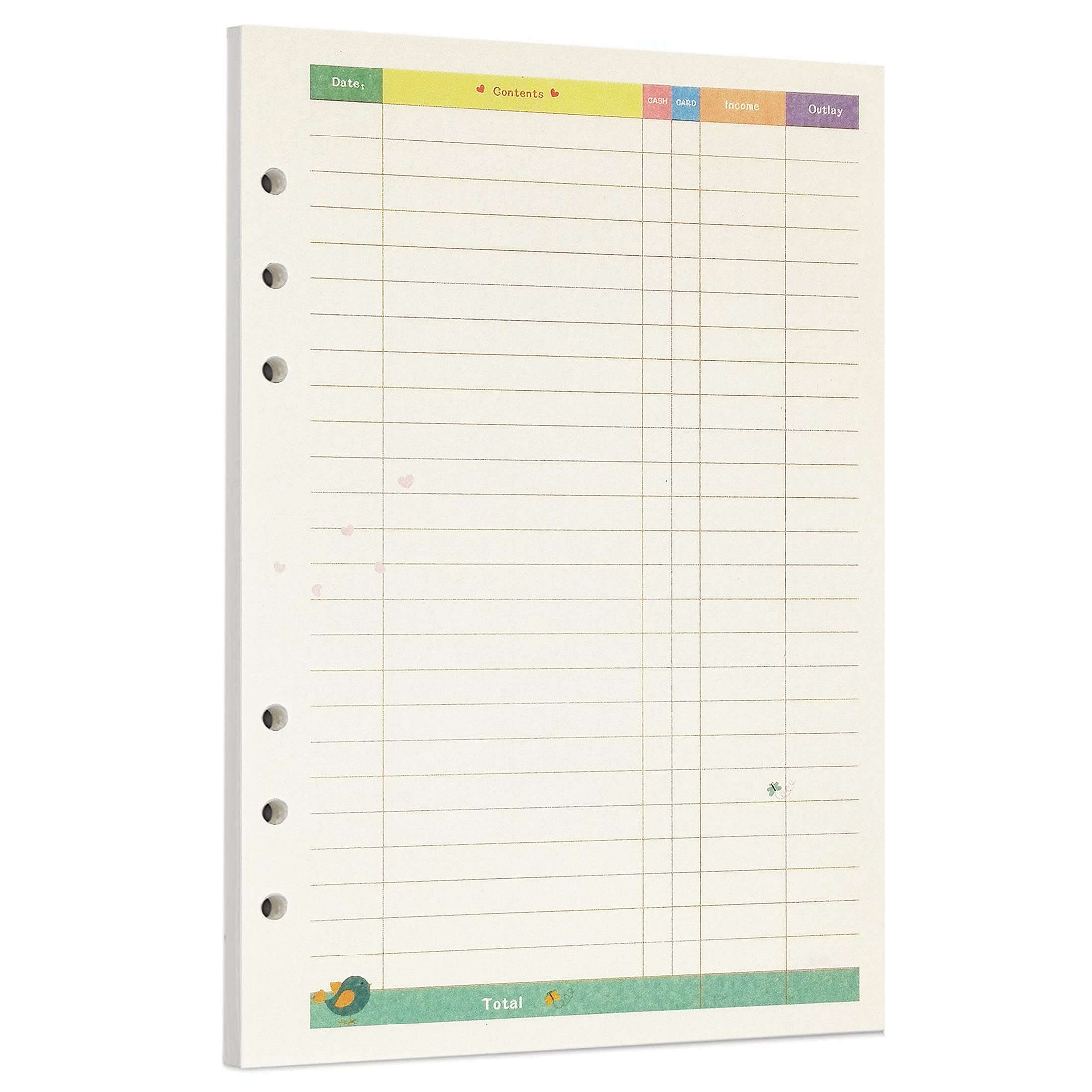 Zelten 45 Sheets 90 Pages Colorful Loose Leaf Punched Paper Refills Paper for 6 Hole Binder Personal Organizer Diary Notebook Refillable Planner (A5, Fairy Tale Financial)