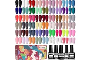 JODSONE 60 PCS Gel Nail Polish Set with 5 Bottles of Base and Glossy Matte Top Coat Soak off Gel Nail Set Suitable for All Seasons Gifts