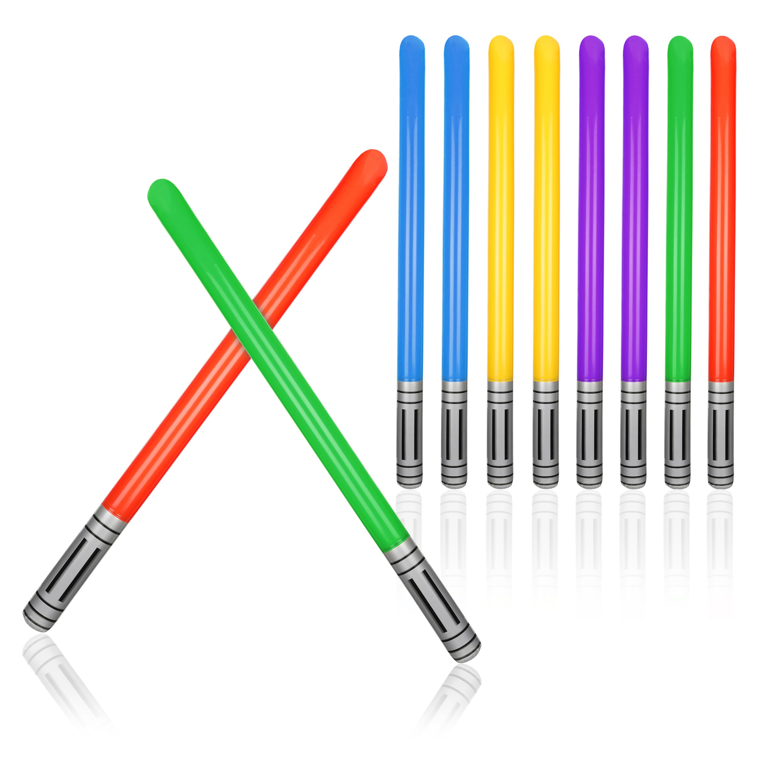 FunX Inflatable Lightsabers Set of 10 - Laser Sword Accessory for Costumes, Theme Parties and Children's Birthdays - 90 cm