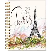 iampanda Spiral Journal Notebook,Strong Twin-Wire Binding with Premium Paper for Girl Women,60 Sheets A5 College Ruled Notebook/Journal,Perfect for School Office Home Gifts,Eiffel Tower Paris
