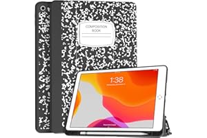 Soke for iPad 10.2 Case with Pencil Holder for iPad 9th Generation 2021/8th Gen 2020/7th Gen 2019-Premium Shockproof Case with Soft TPU Back Cover & Auto Sleep/Wake for iPad 10.2 Inch,Book Black
