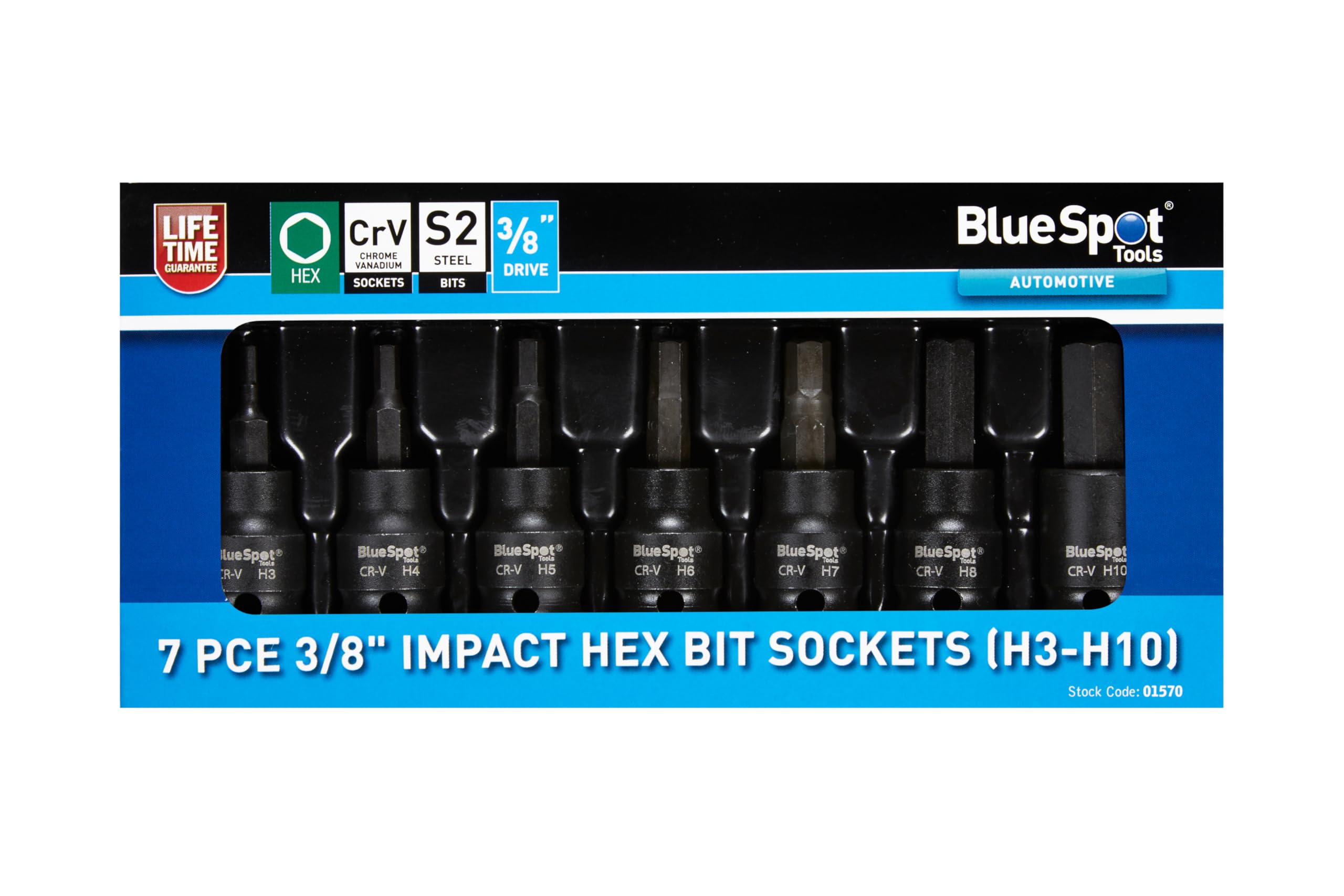 Blue Spot Tools 7 PCE 3/8 Impact Hex Bits (H3-H10)
