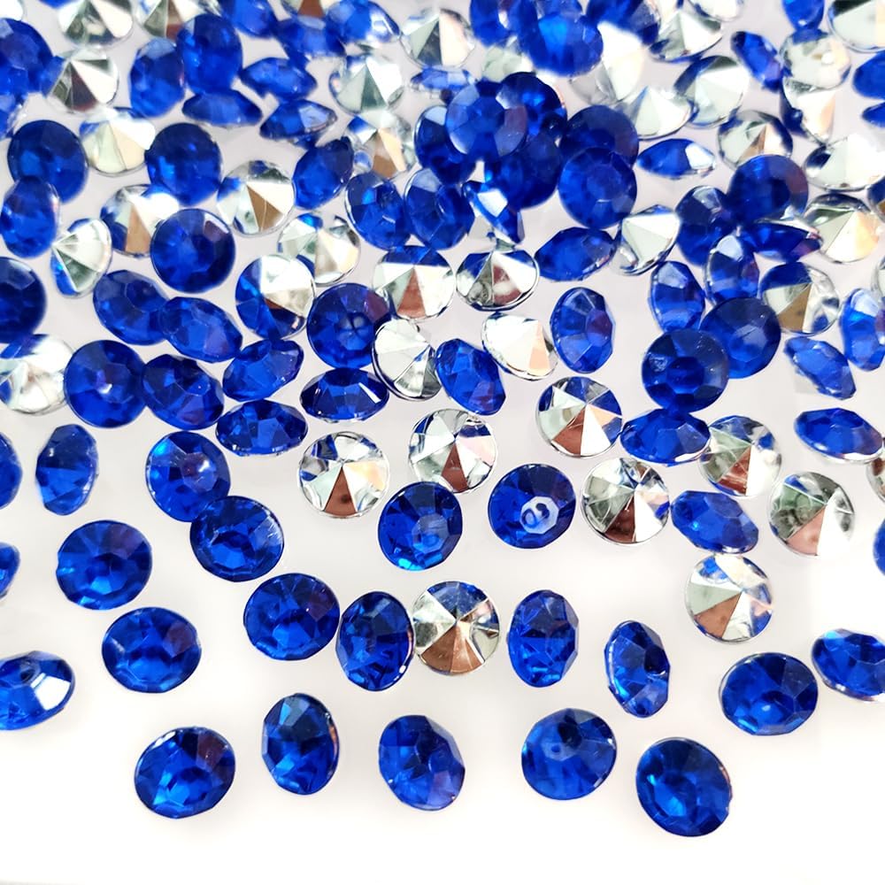 Vase Fillers - HappyFiller 780 PCS 0.4 Inch Acrylic Diamonds Gems Table Scatters Rhinestones for Wedding Decorations,Party Confetti,Vase Filler,Makeup Brush Holder Decor,Dark Blue with Silver Back