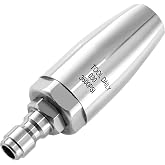 Tool Daily Turbo Nozzle Pressure Washer Stainless Steel, 360&deg; Rotating | Pressure Washer Nozzle for Cleaning Brick, Concrete, and Wooden Surfaces, 1/4" Quick Connect, 3600 PSI, 3.0 GPM