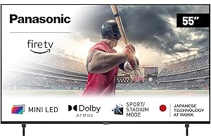 Panasonic W95 Series 55-inch Mini LED 4K Ultra HD Smart Fire TV, Sport Stadium Mode, ATSC3.0, Dolby Vision IQ, Dolby Atmos, HDR10+ Adaptive, Press and Ask Alexa, 144Hz, Wall-mountable - 55W95AP