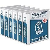 EasyView Premium Angled D-Ring 2-Inch Binders with Clear-View Covers, Customizable 3-Ring Binders for School, Office, or Home