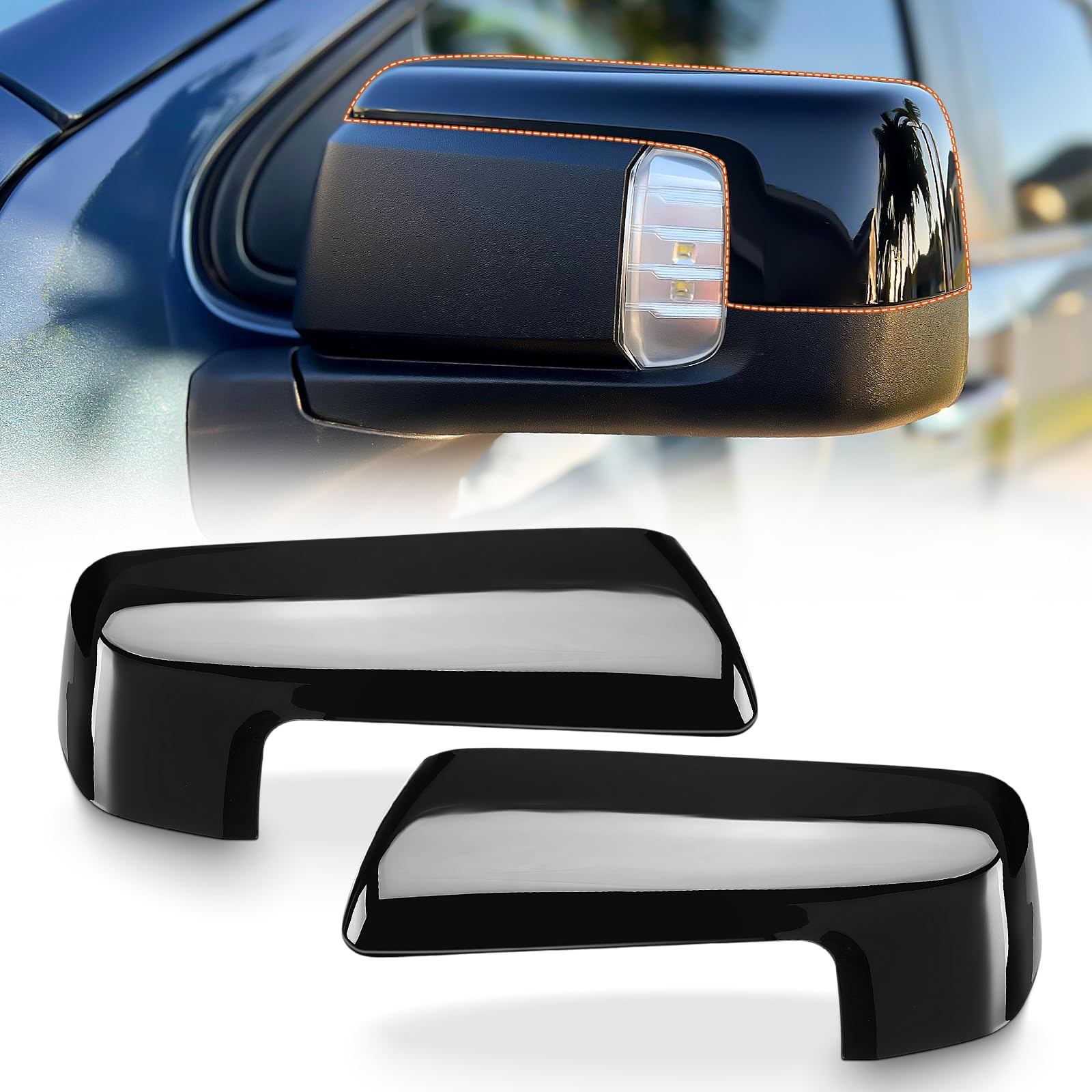 Photo 1 of ACLONG Glossy Black Mirror Cap Cover Trim Left Driver Side & Right Passenger Side Rearview Side Mirror Covers Fit for Chevy Silverado 1500 GMC Sierra 1500 2019 2020 2021 2022 2023 2024 2025-1 Pair