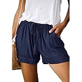 BTFBM Spring Shorts for Women 2026 Summer Casual Elastic Waist Drawstring Lightweight Beach Lounge Short Pants Pockets