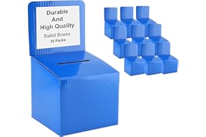 MY CHARITY BOXES Raffle Ticket Donation Collection Ballot Box Reusable Sturdy thick Cardboard with Slot comment Suggestion Box With Removable Header 6H x 6W x 6D, Display area 6H x 6W (Blue 10 pack)