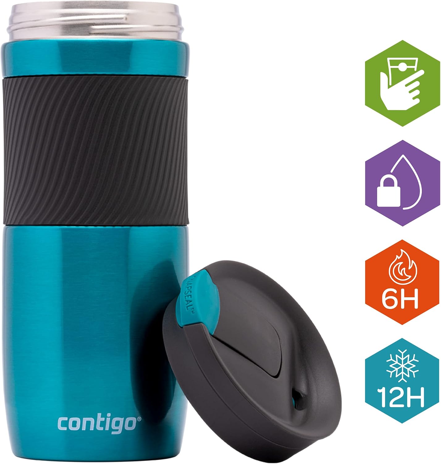 Contigo Byron SNAPSEAL Travel Mug, 470 ml, Biscay Bay, 470ml - Image 3