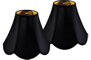 GO&SO Black Bell Lamp Shades Set of 2 (Petal Edge Braid) Scalloped Lamp Shade,6"Top x 13"Bottom x 10.6"Vertical Height (Spider) Replacement Lamps Shades for Table Lamp,Floor Lampshade,Easy Assembly