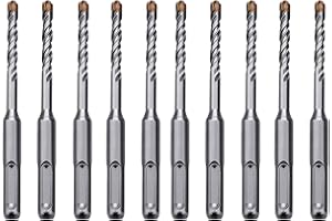 10 Pack 3/16" x 6.3" SDS Plus Rotary Hammer Drill Bit, 5x160mm Masonry Drill Bit Carbide Tipped for Concrete, Brick, Cement W