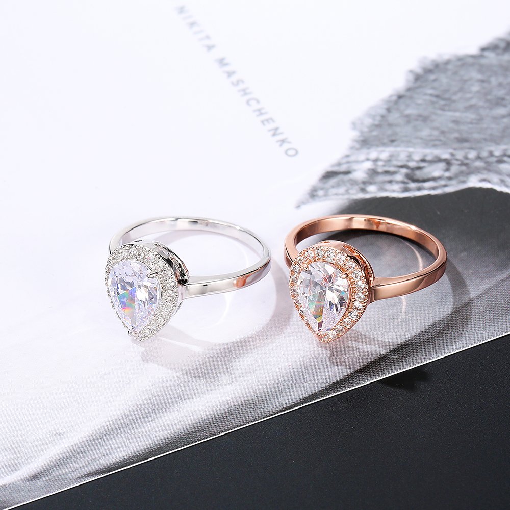 mytysun Wedding Rings 4 Ct Engagement Wedding Ring Teardrop Pear Cut CZ Cubic Zirconia Solitaire Wedding Jewelry for Women Girlfriend 9