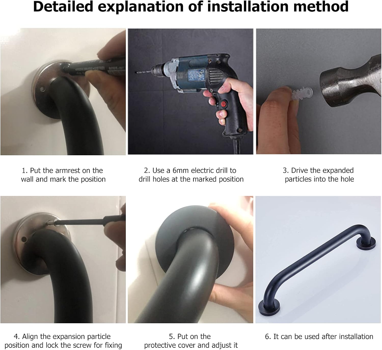 smart-hormarket 12 Inch Shower Grab Bar Black Stainless Steel Bathroom Balance Bar Safety Hand Rail Support for Handicap, Bath Handle, Elderly, Disabled, Injury, 2 Pack: Health & Personal Care