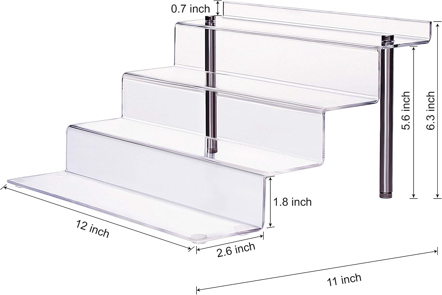 CECOLIC Clear Display Stand Acrylic Display Risers Shelf 4-Step Cupcake Dessert Stand Perfume Organiser Rack Action Figures Display Shelves for Desktop - Image 3