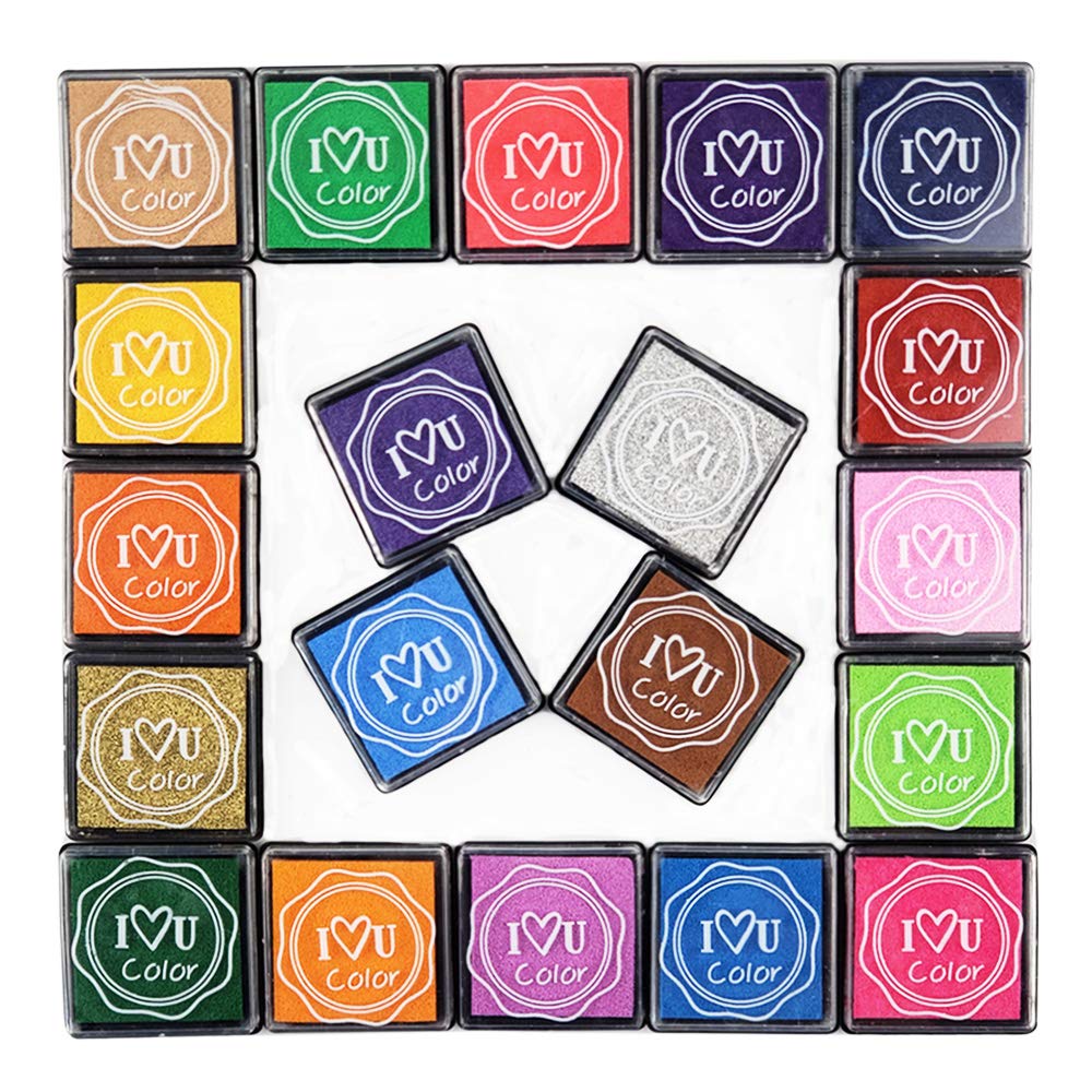 Finger Ink Pads for Kids, 20 Colors Ink Stamp Pads, Washable Craft Stamp Pad DIY Color for Rubber Stamps, Paper, Scrapbooking, Wood Fabric, Best DIY Gift for Kids