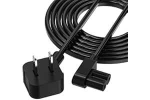 AGVEE 10ft TV Power Cord, 90 Degree Angled L-Shaped UL Listed 2-Prong AC Power Cable IEC C7 C8 Compatible with Samsung LG Son