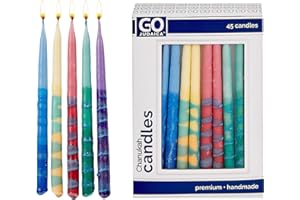 RITE LITE Dripless Hanukkah Candles | Tapered Multicolor Chanukah Bulk Candles Value 45 Pack | Standard Size Menorah Premium Quality Wax Jewish Holiday Party Favors Gifts, Decorations for All 8 Nights