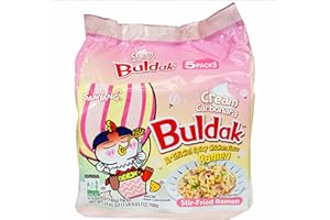 SPICEBRO Korean Spicy Ramen Buldak Asian Snack Buldak Ramen Cream Carbonara Flavor 24.65 oz (Pack of 5) 140g x 5