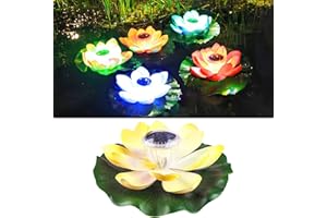 COMEHOME YM HOME Floating Solar Pond Light Lotus Floating Lights Lotus Solar Light, Solar Floating Pool Lights Lotus Flower Decor Solar Lights for Pond