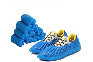 Disposable Shoe Covers Non-Slip for Indoors - 100 Pack (50 Pairs) Waterproof CPE Booties, Fits up to Size 11 US Men & 13 US W