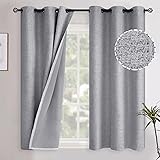 YoungsTex Grey Linen Blackout Curtains 40 Inch